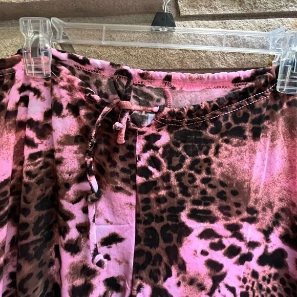 Vintage Y2K VENUS Swimwear Coverup Mesh Animal Print pants Pink Brown Small - Picture 4 of 6